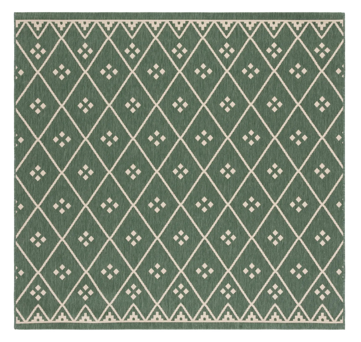 Safavieh Courtyard 6'-7" x 6'-7" Rug in Dark Green / Beige