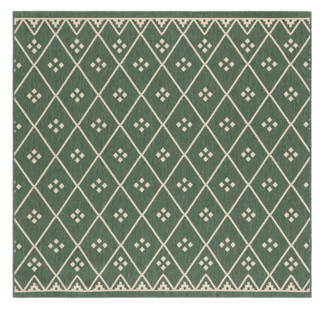 Safavieh Courtyard 6'-7" x 6'-7" Rug in Dark Green / Beige