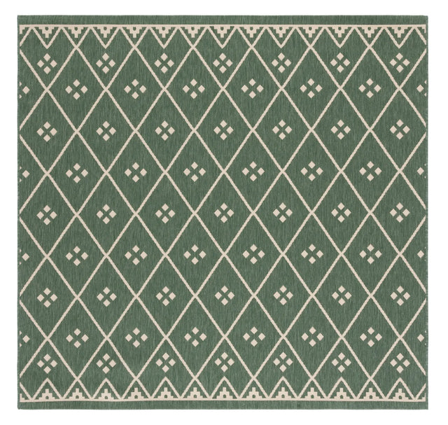 Safavieh Courtyard 6'-7" x 6'-7" Rug in Dark Green / Beige