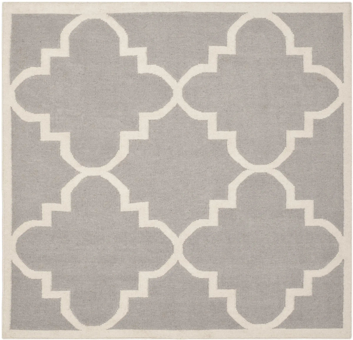 Safavieh Dhurries 6'-0" x 6'-0" Rug in Dark Grey / Ivory