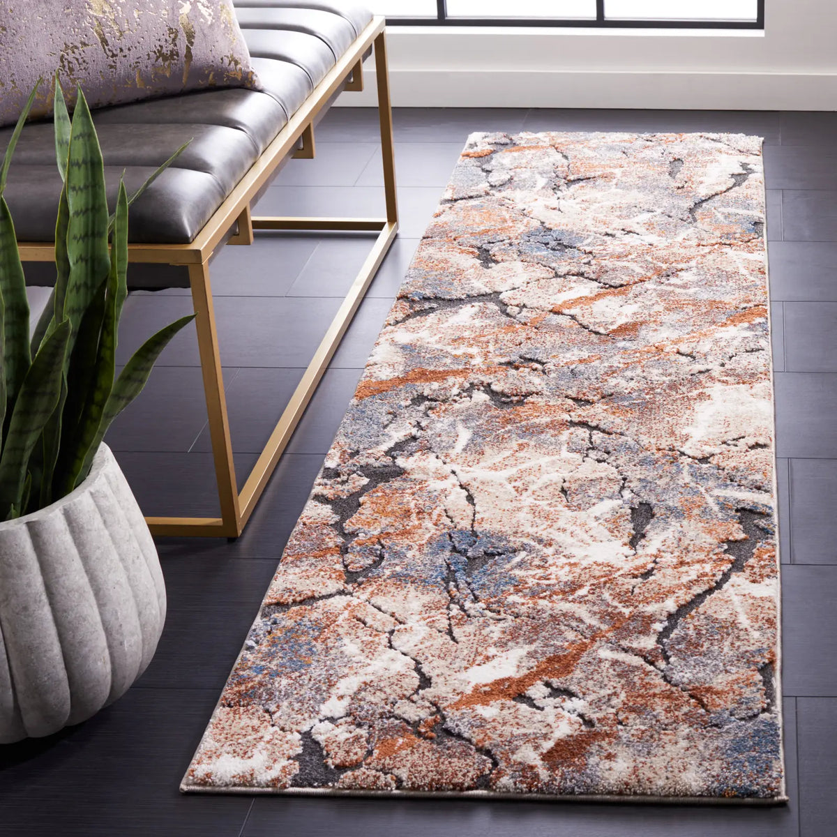 Safavieh Cyrus Shag 2'-2" x 7'-9" Rug in Grey / Rust
