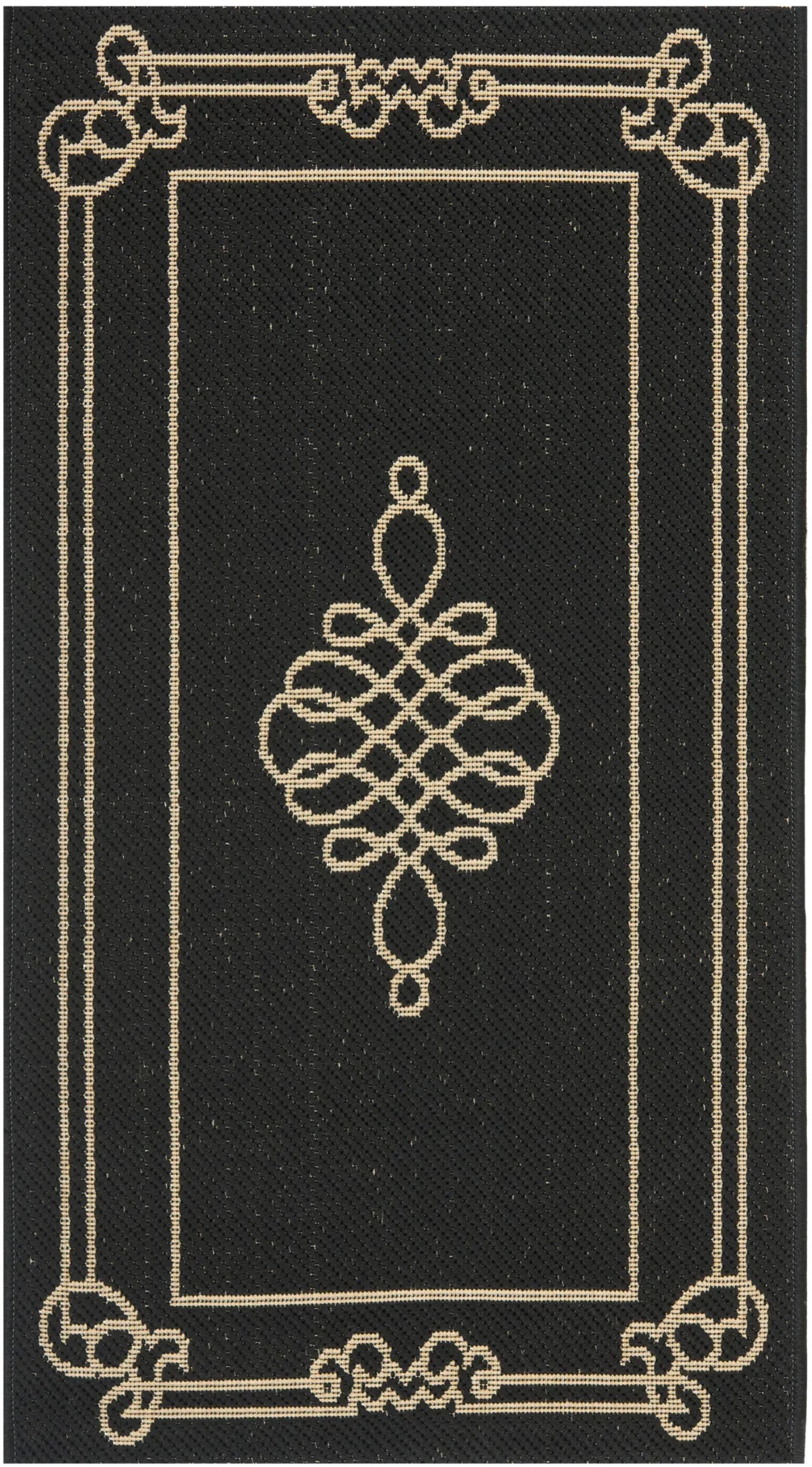 Safavieh Courtyard 2'-0" x 3'-7" Rug in Black / Creme