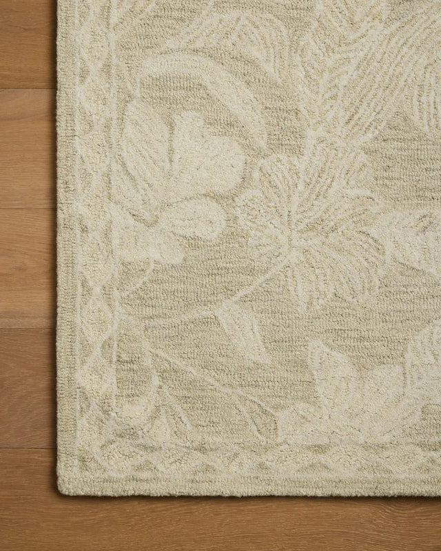Loloi Lenore LNO-01 Sage / Natural Rug - corner on wood