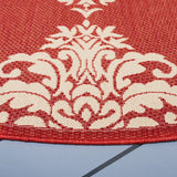 Safavieh Courtyard 5'-3" x 5'-3" Rug in Red / Natural