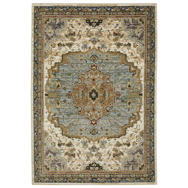 Oriental Weavers Sphinx Andorra 2451B Ivory/Blue Rugs - main flat