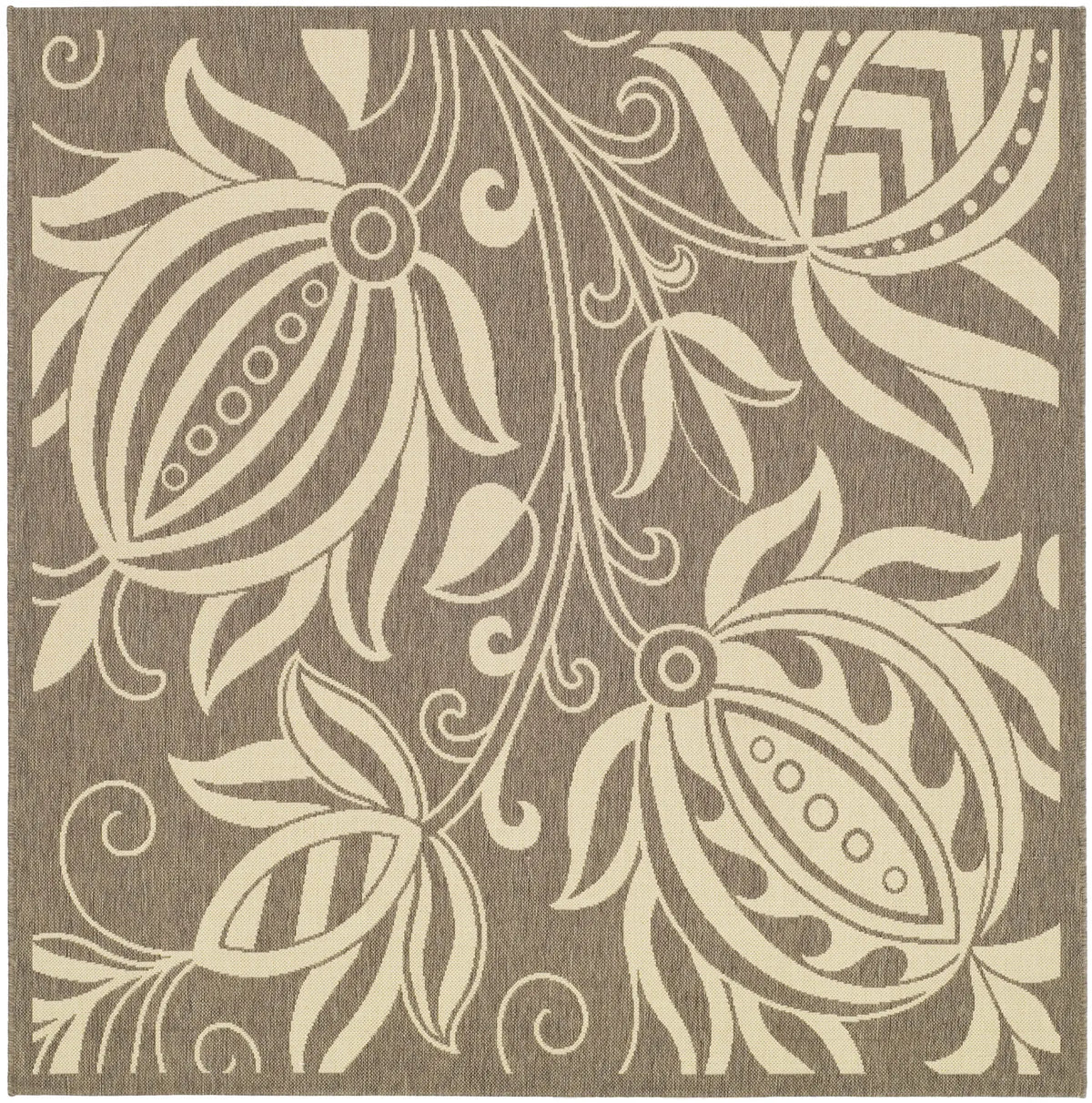 Safavieh Courtyard 6'-7" x 6'-7" Rug in Brown / Natural