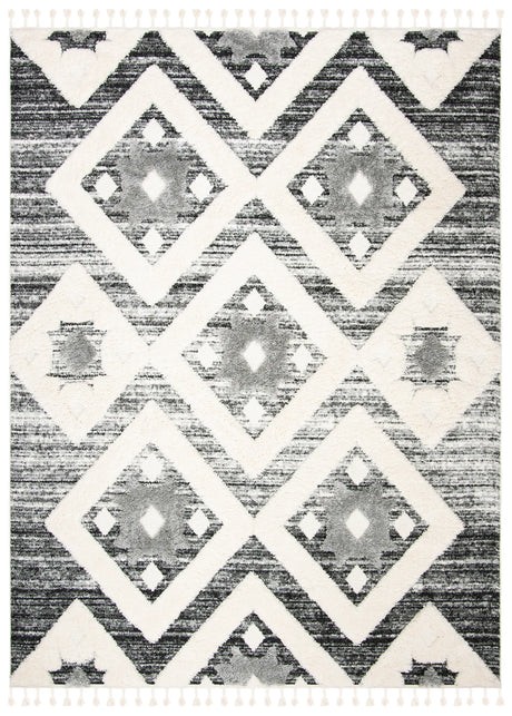 Safavieh Moroccan Tassel Shag 10'-0" x 14'-0" Rug in Grey / Ivory
