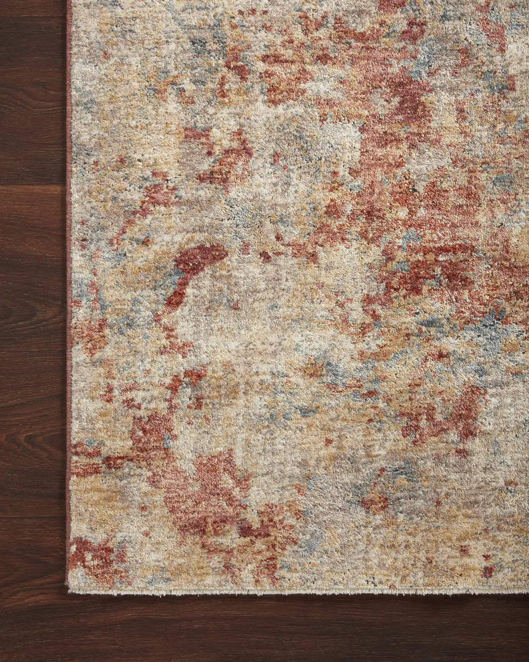 Loloi Gaia Gaa-03 Taupe/Brick Rugs - corner on wood