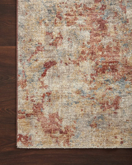 Loloi Gaia Gaa-03 Taupe/Brick Rugs - corner on wood
