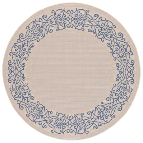 Safavieh Courtyard 6'-7" x 6'-7" Rug in Natural / Blue