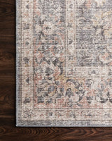 Loloi Skye Sky-01 Grey/Apricot Rugs - corner on wood