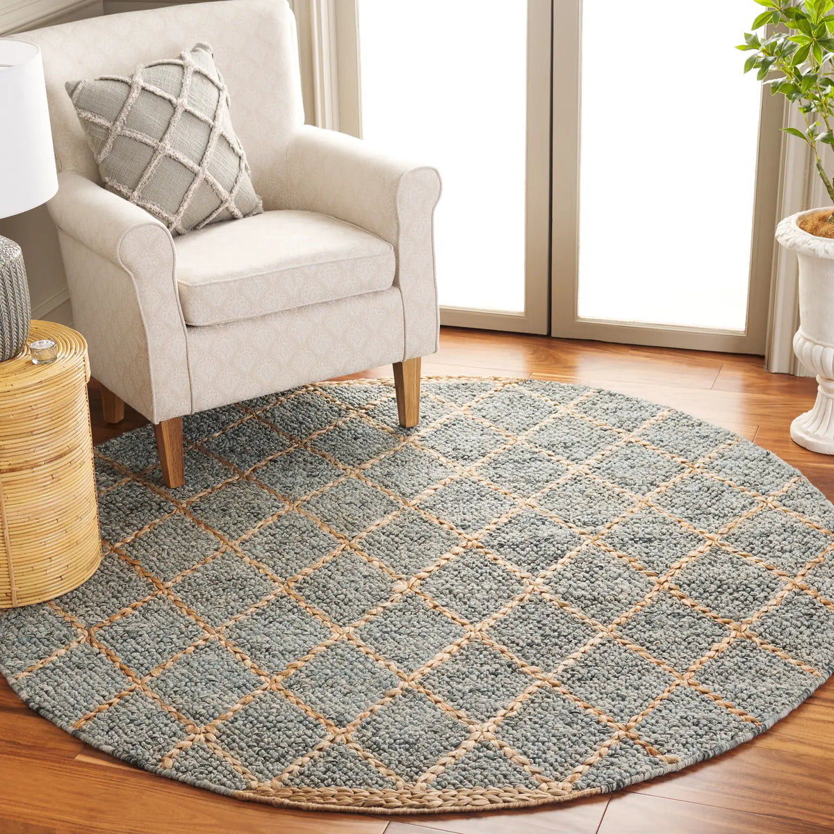 Safavieh Natural Fiber 6'-0" x 6'-0" Rug in Light Blue / Natural
