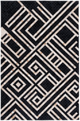 Safavieh Studio Leather 4'-0" x 6'-0" Rug in Black / Ivory