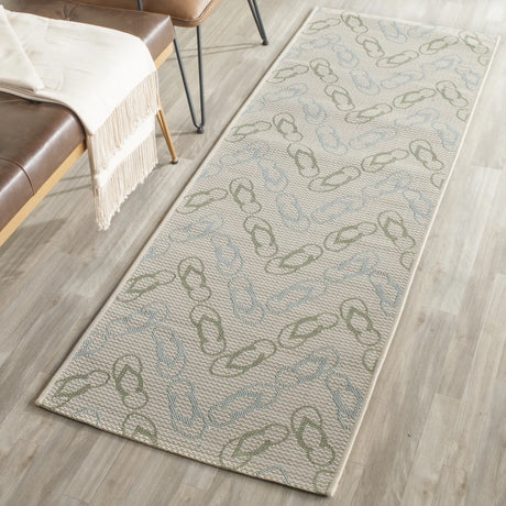 Safavieh Courtyard 2'-3" x 6'-7" Rug in Beige / Aqua