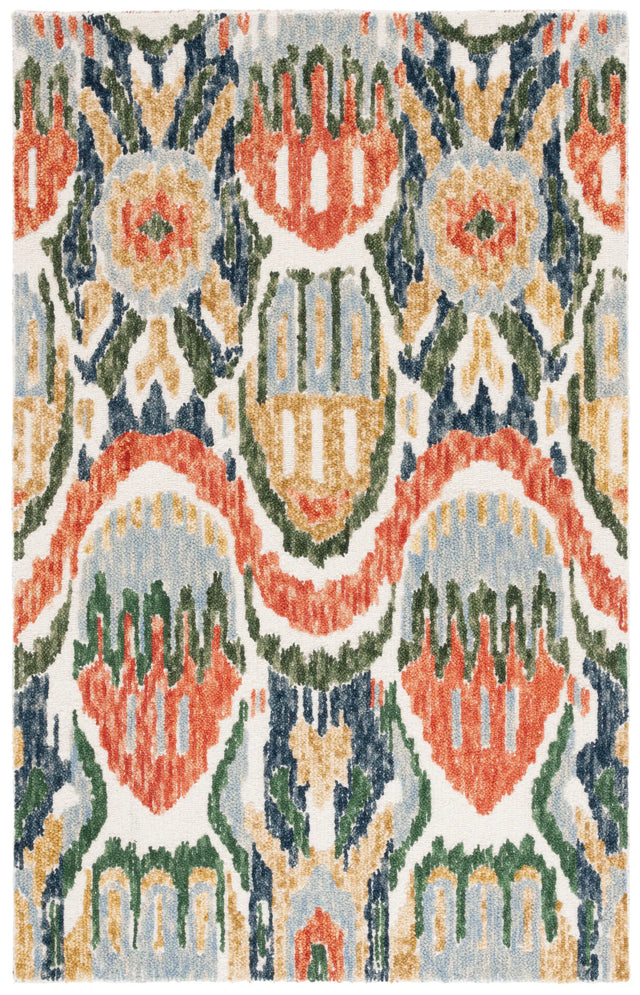 Safavieh Ikat 4'-0" x 6'-0" Rug in Green / Rust