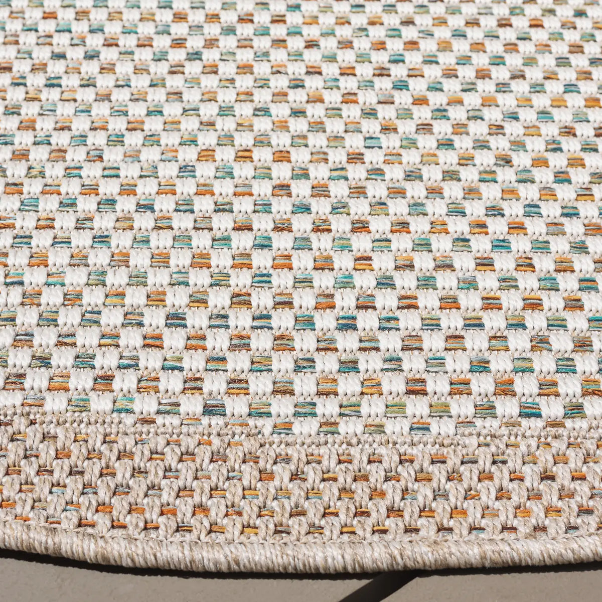 Safavieh Sisal All-Weather 6'-7" x 6'-7" Rug in Ivory / Aqua Orange