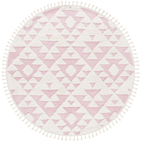 Safavieh Moroccan Tassel Shag 5'-3" x 5'-3" Rug in Ivory / Pink