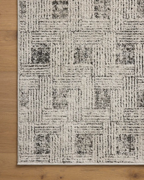 Loloi Kamala Kam-01 Grey/Graphite Rug - corner on wood