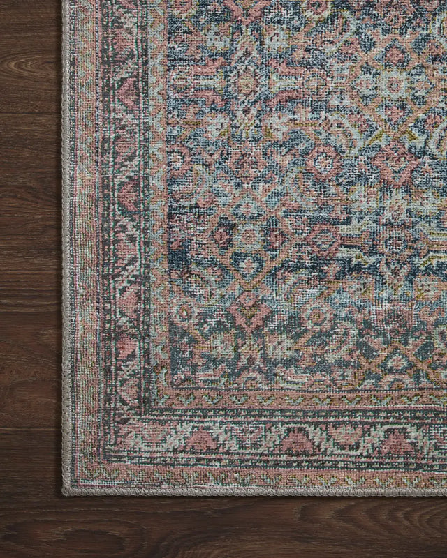 Loloi Adrian Adr-04 Denim/Multi Rug - corner on wood