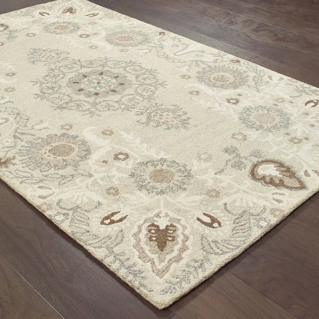Oriental Weavers Sphinx Craft 93000 Sand / Ash Rugs - angle detail