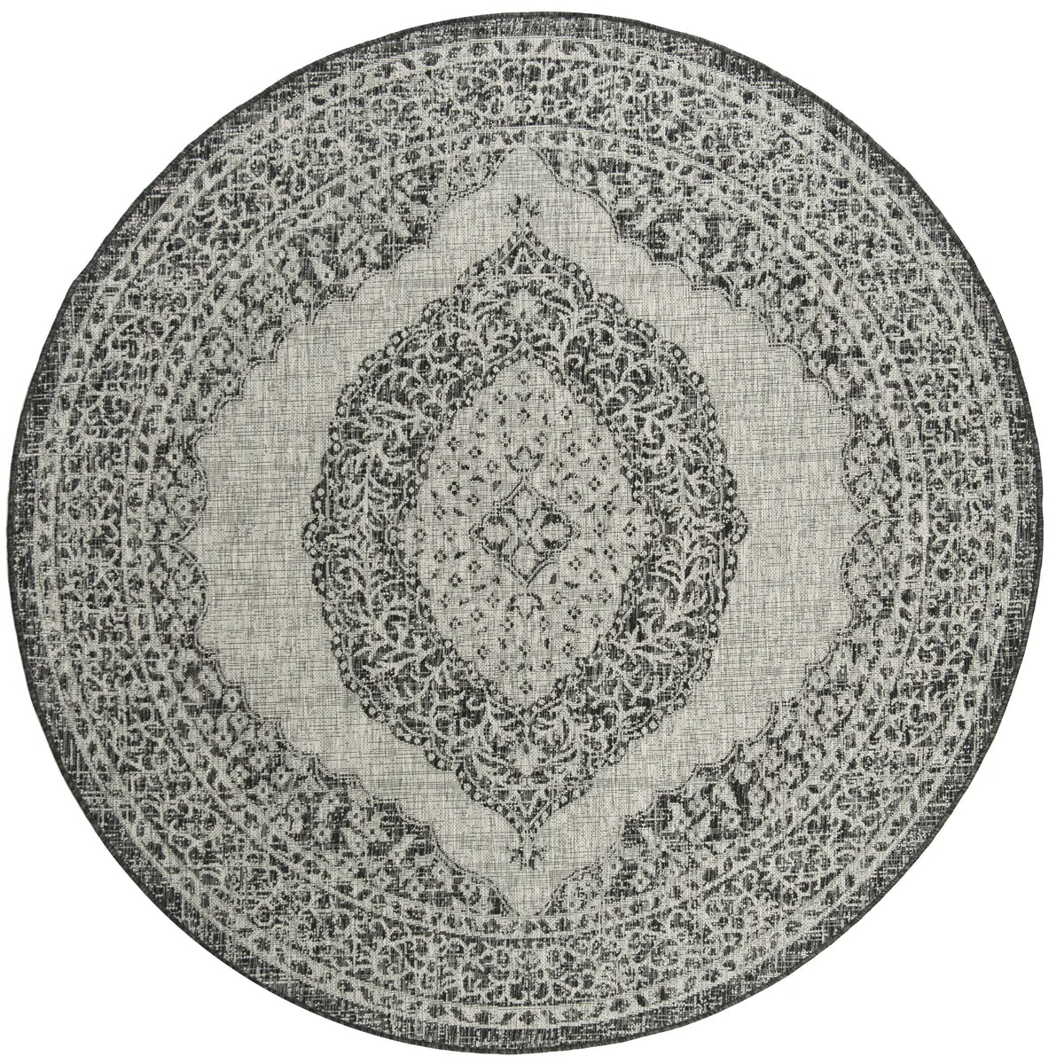 Safavieh Courtyard 6'-7" x 6'-7" Rug in Light Grey / Black