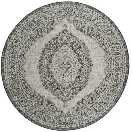 Safavieh Courtyard 6'-7" x 6'-7" Rug in Light Grey / Black
