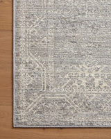 Loloi Indra Ina-02 Silver/Ivory Rug - corner on wood