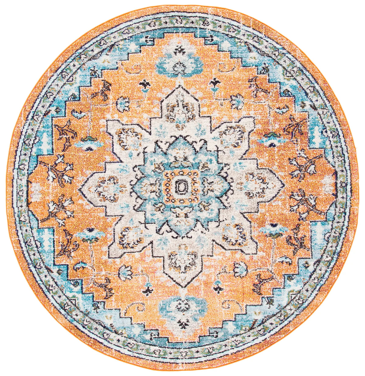 Safavieh Madison 5'-0" x 5'-0" Rug in Orange / Teal