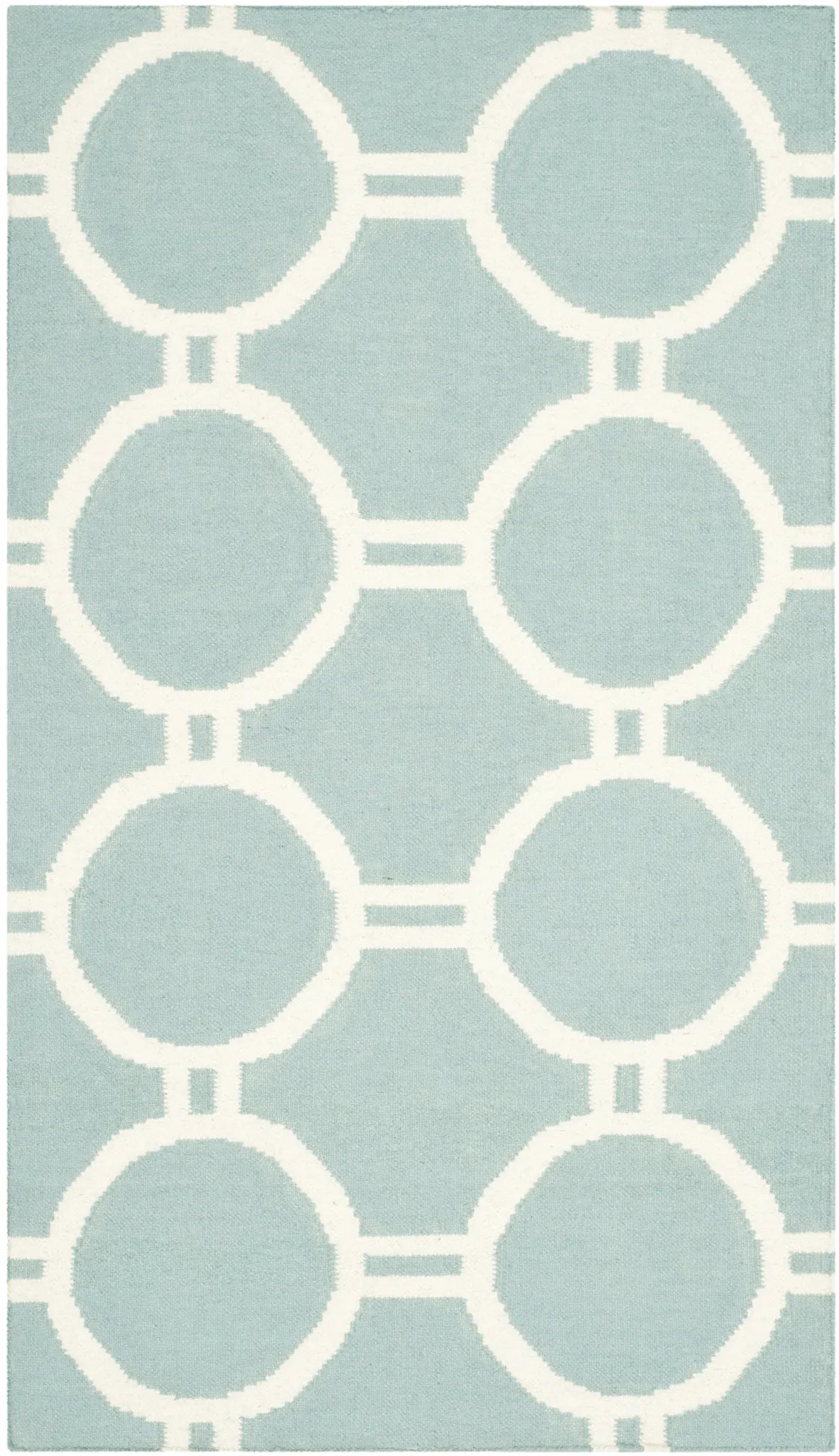 Safavieh Dhurries 3'-0" x 5'-0" Rug in Light Blue / Ivory