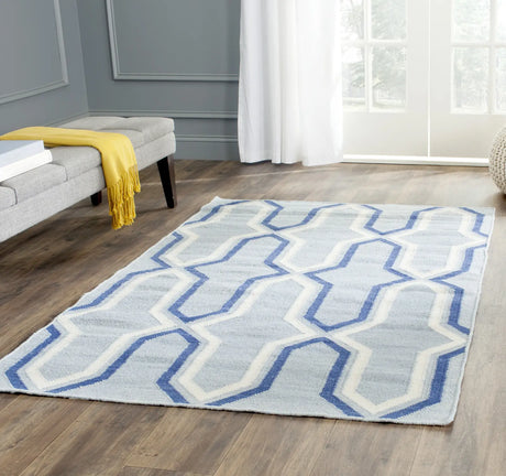 Safavieh Dhurries 3'-0" x 5'-0" Rug in Light Blue / Dark Blue