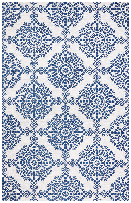 Safavieh Micro-Loop 4'-0" x 6'-0" Rug in Ivory / Blue