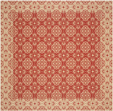 Safavieh Courtyard 7'-10" x 7'-10" Rug in Red / Creme