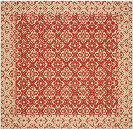 Safavieh Courtyard 7'-10" x 7'-10" Rug in Red / Creme