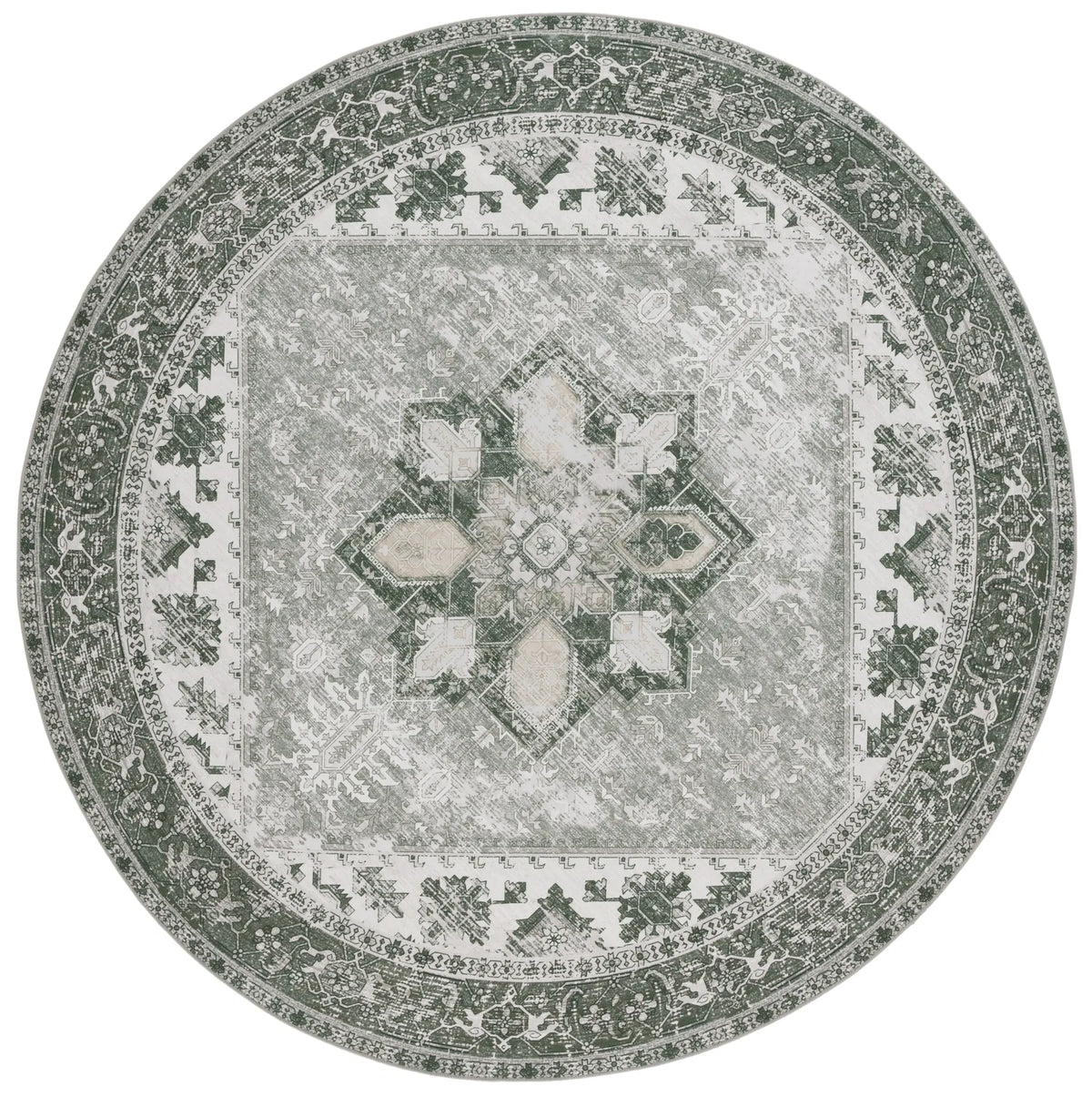 Safavieh Tucson 5'-0" x 5'-0" Rug in Dark Sage / Ivory