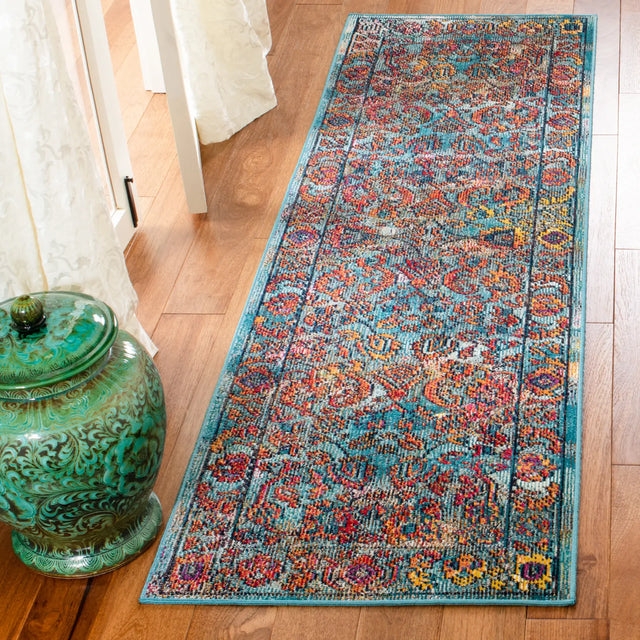 Safavieh Crystal 2'-2" x 7'-0" Rug in Light Blue / Orange