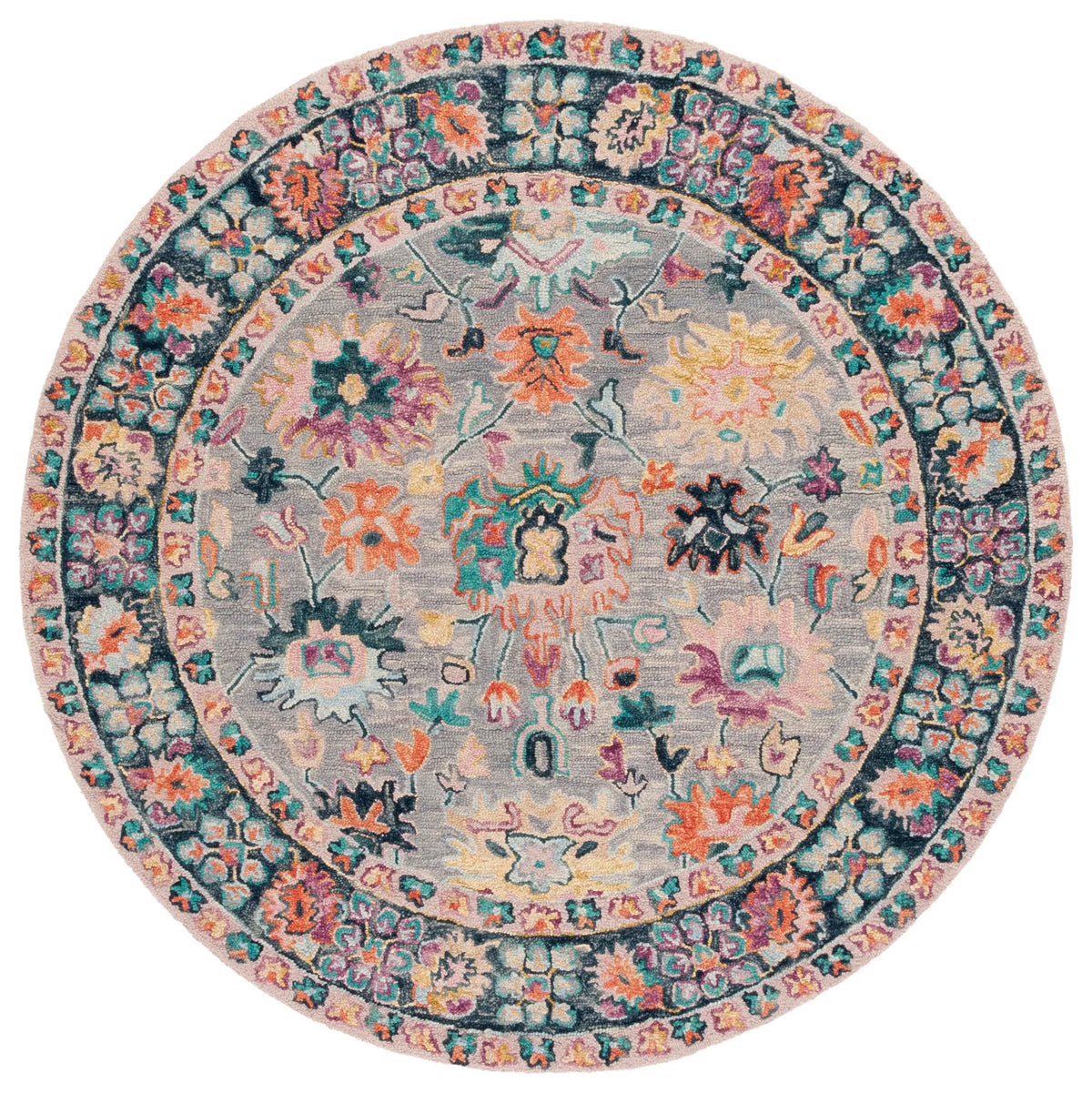 Safavieh Blossom 5'-0" x 5'-0" Rug in Grey / Pink