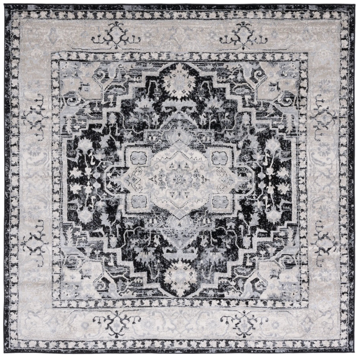 Safavieh Brentwood 6'-7" x 6'-7" Rug in Black / Grey