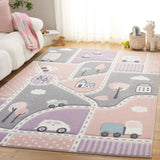 Safavieh Carousel Kids 100 4'-0" x 6'-0" Rug in Grey / Pink
