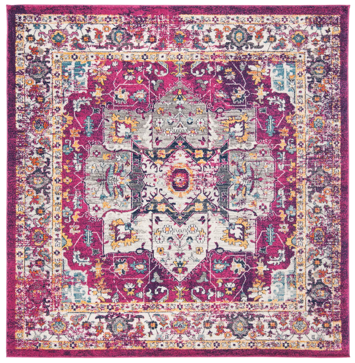 Safavieh Evoke 6'-7" x 6'-7" Rug in Fuchsia / Ivory