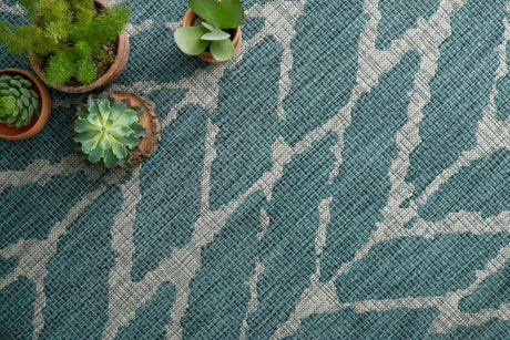 Loloi Isle Ie-02 Teal / Grey Rugs - styled aerial 1