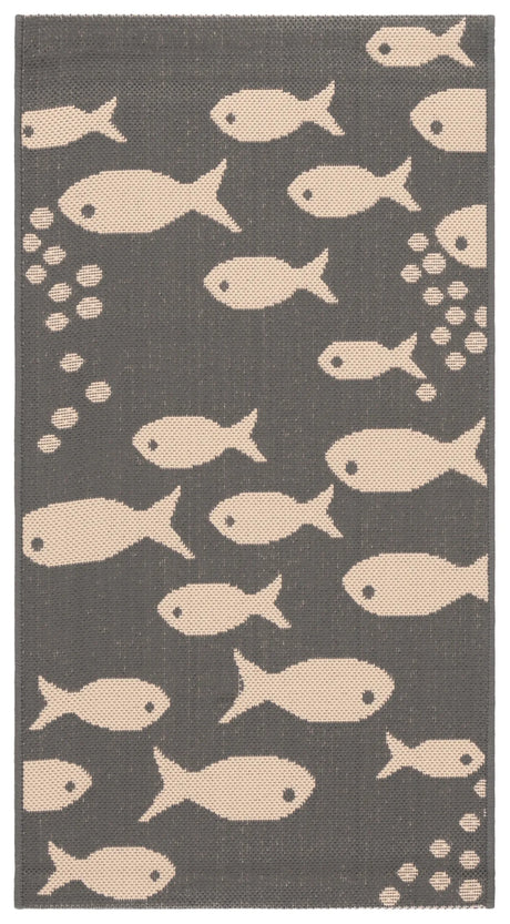 Safavieh Courtyard 2'-0" x 3'-7" Rug in Dark Grey / Beige