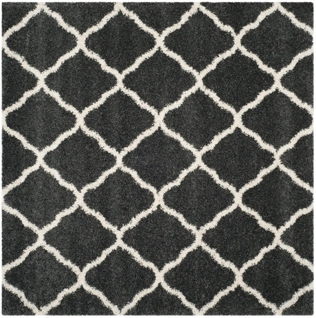 Safavieh Hudson Shag 7'-0" x 7'-0" Rug in Dark Grey / Ivory
