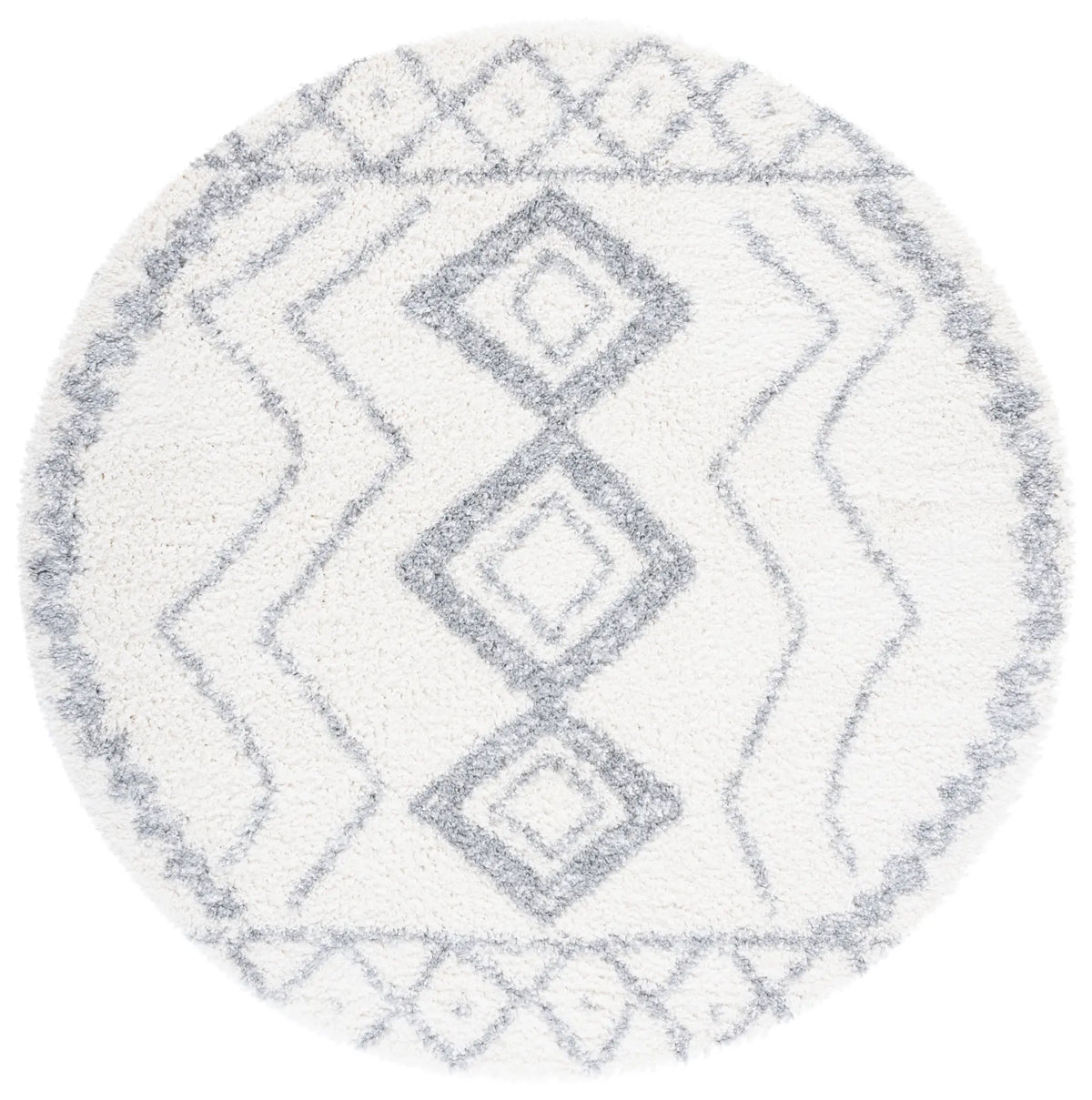 Safavieh Parma Shag 6'-7" x 6'-7" Rug in Ivory / Grey