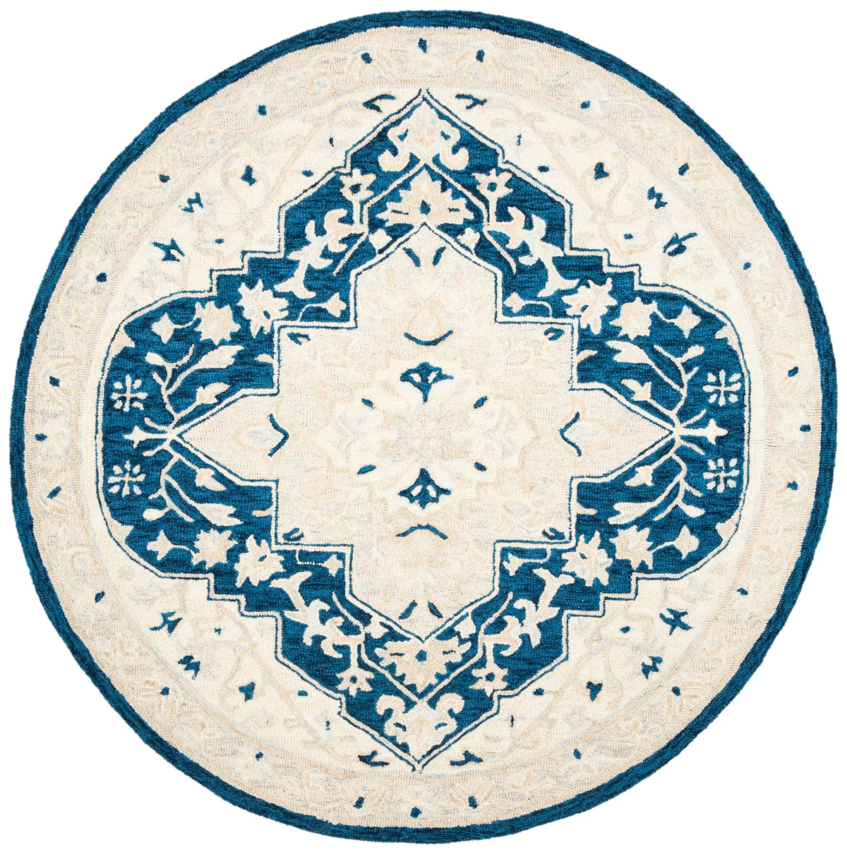 Safavieh Micro-Loop 5'-0" x 5'-0" Rug in Navy / Ivory