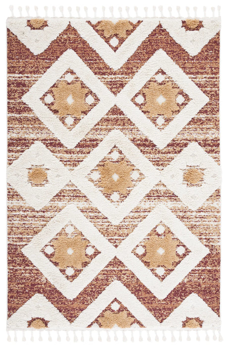 Safavieh Moroccan Tassel Shag 4'-0" x 6'-0" Rug in Rust / Ivory