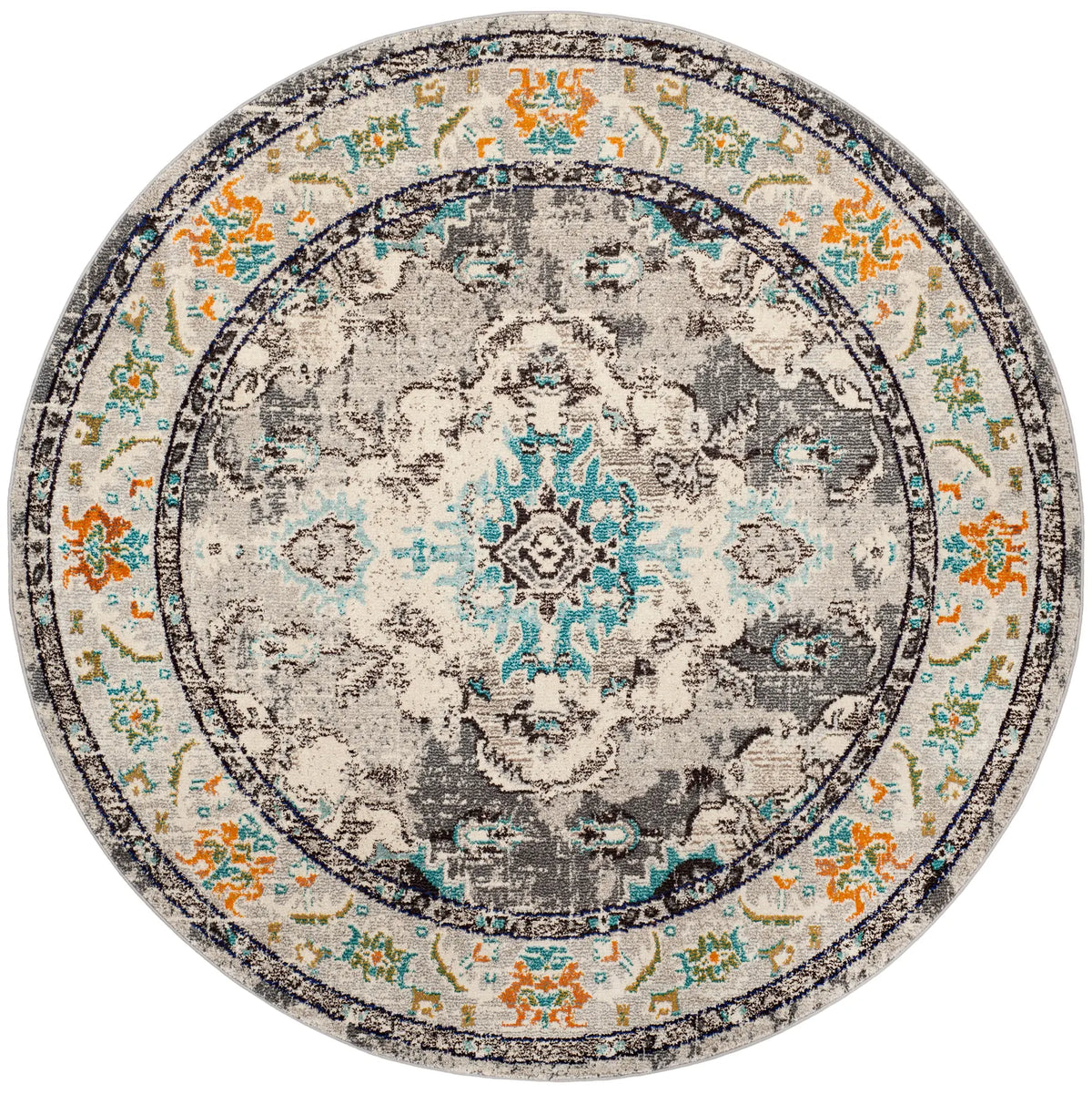 Safavieh Monaco 6'-7" x 6'-7" Rug in Grey / Light Blue