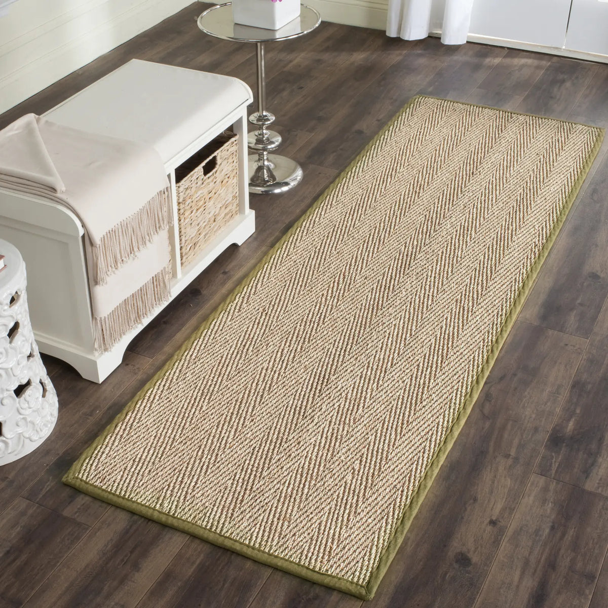 Safavieh Natural Fiber 2'-6" x 12'-0" Rug in Natural / Olive