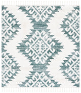 Safavieh Moroccan Tassel Shag 6'-7" x 6'-7" Rug in Green / Ivory