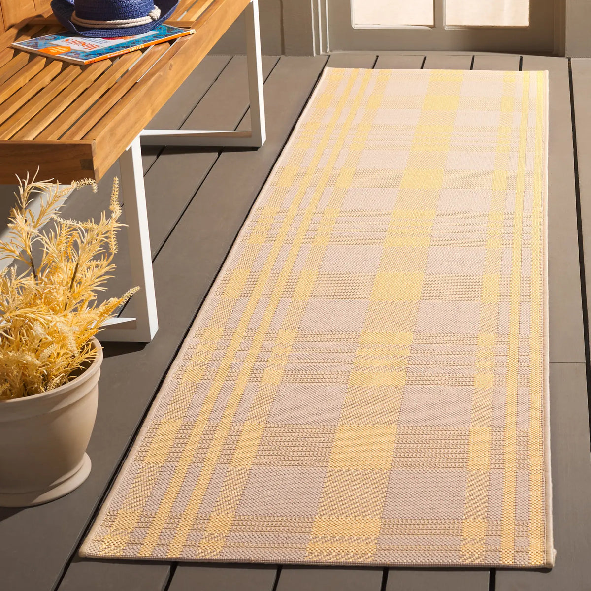 Safavieh Courtyard 2'-3" x 8'-0" Rug in Gold / Beige