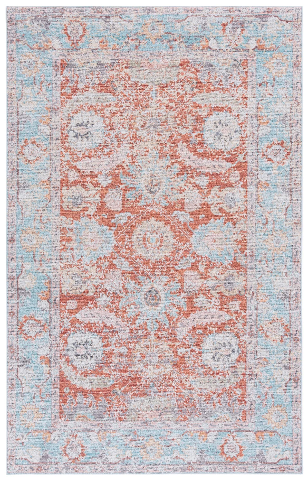 Safavieh Tucson 4'-0" x 6'-0" Rug in Turquoise / Rust